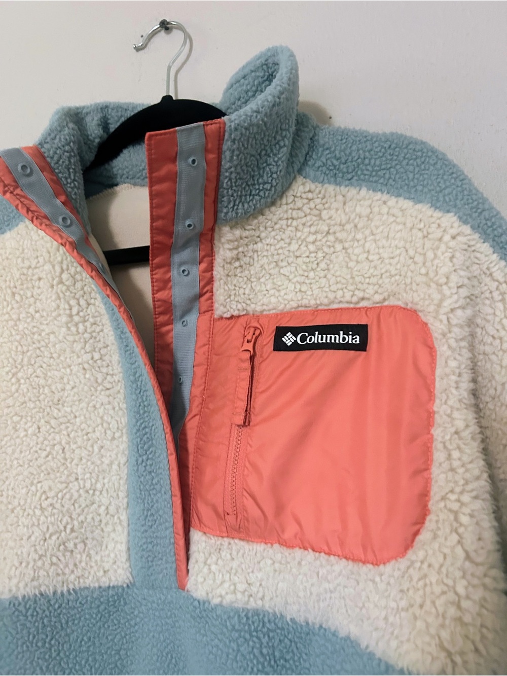 Columbia Women's Sherpa Lodge Colorblock Fleece Cozy Pullover Jacket Size Medium - Picture 3 of 4
